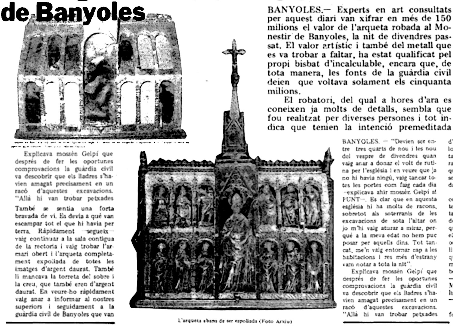 Robatori sacríleg al Monestir de Banyoles